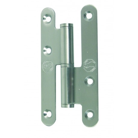 Paumelle à bouchons plats 140x55 bout rond gauche inox