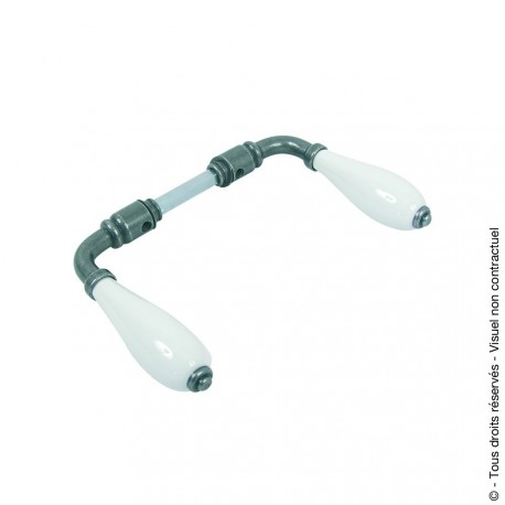 Béquille double BUSSY porcelaine blanche laiton poli carré de 7