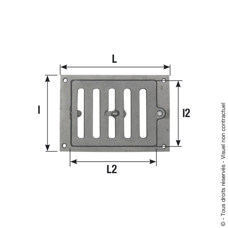 Grille d'aération rectangulaire fonte à fermeture réglable