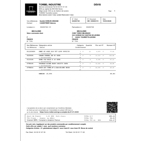 Devis Société DORU/M. GRANGE