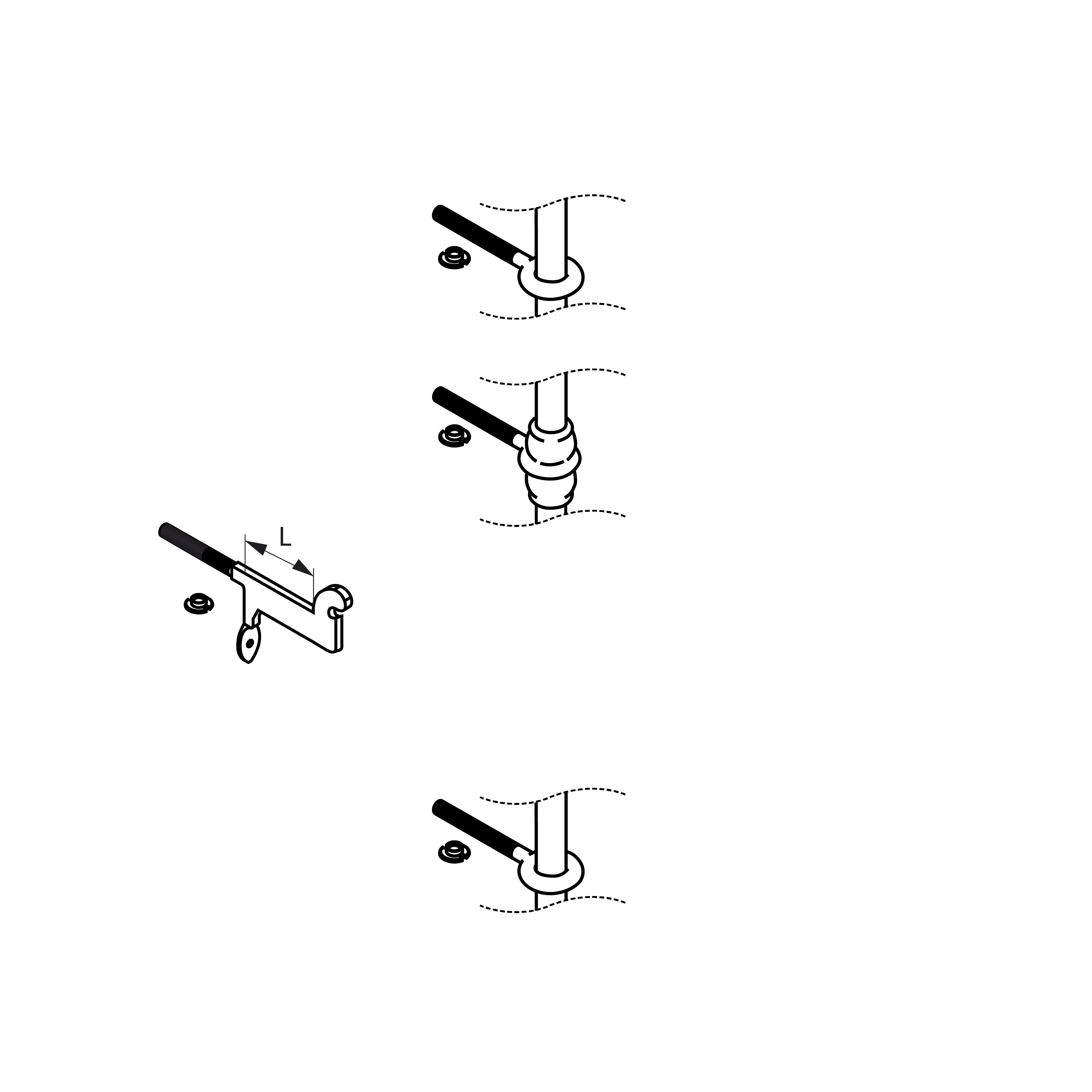 Lacet à écrou + Support plein à écrou